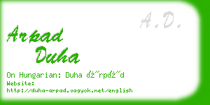 arpad duha business card